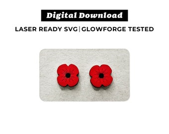 Poppy Flower Earrings File - SVG File - Glowforge Ready - INSTANT DOWNLOAD - Glowforge Earring File