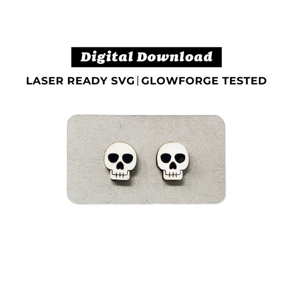 Skull Earrings File - SVG File - Halloween Earrings - Glowforge Ready - INSTANT DOWNLOAD - Glowforge Earring File