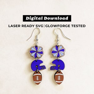 Football Wood Earrings File - Drop Earrings - SVG File - Glowforge Ready - INSTANT DOWNLOAD - Glowforge Earring File