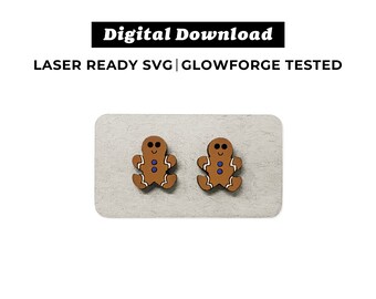 Gingerbread Man Earrings File - SVG File - Christmas Earrings - Glowforge Ready - INSTANT DOWNLOAD - Glowforge Earring File