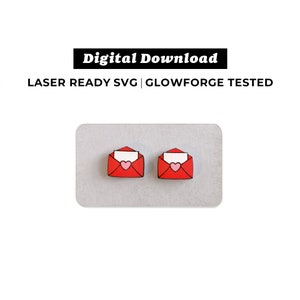 Liebesbrief Ohrstecker Datei - SVG-Datei - Valentinstag Ohrringe - Glowforge Bereit - INSTANT DOWNLOAD - Glowforge Ohrring Datei
