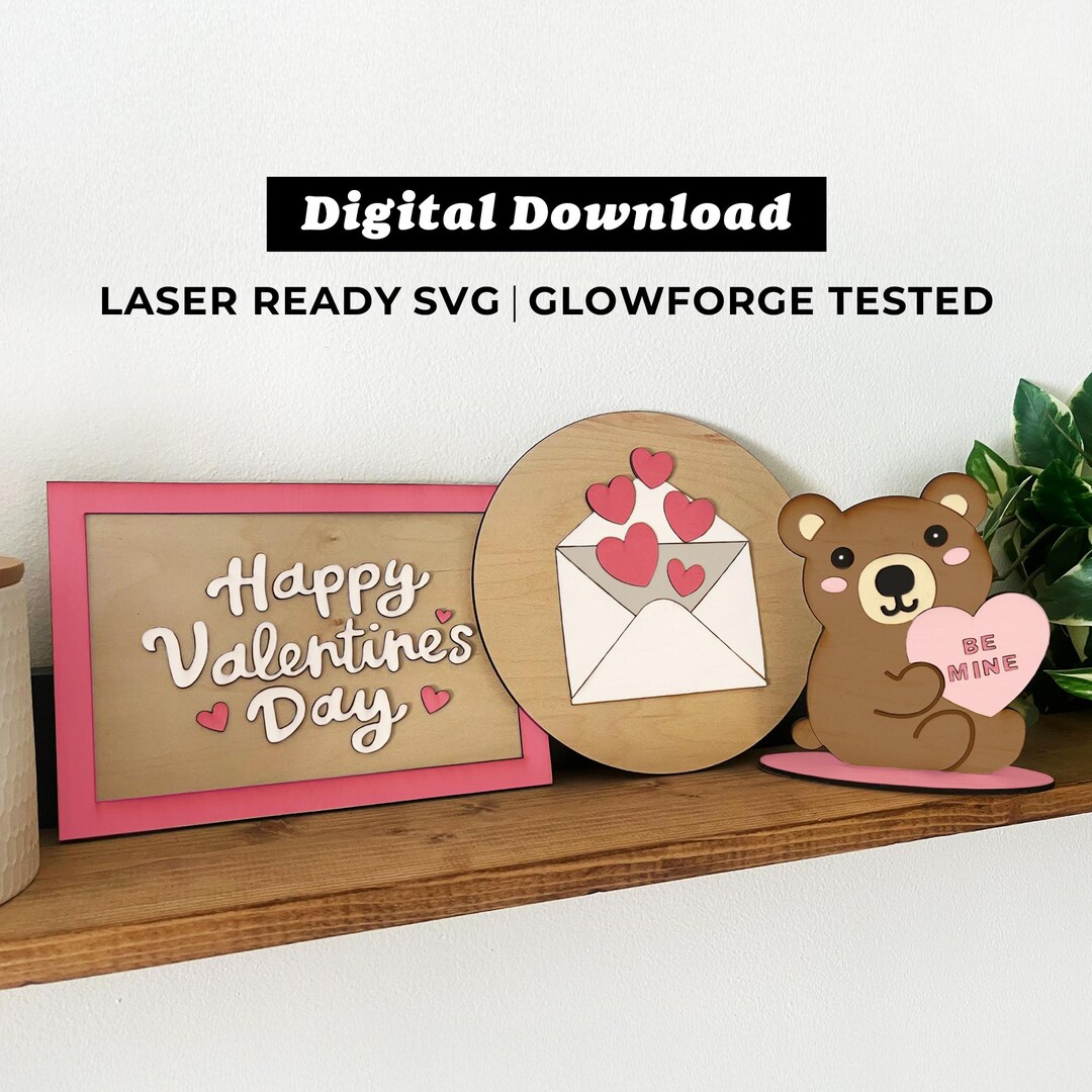 3 Valentine Shelf Sitter Files - SVG File - Glowforge Ready - INSTANT ...