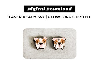 Bulldog Earrings File - SVG File - Glowforge Ready - INSTANT DOWNLOAD - Glowforge Earring File