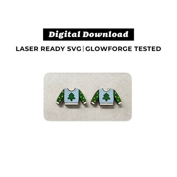 Ugly Sweater Earrings File - SVG File - Christmas Earrings - Glowforge Ready - INSTANT DOWNLOAD - Glowforge Earring File