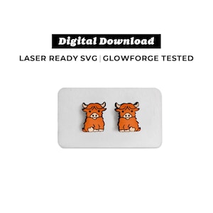 Highland Cow Earrings File - SVG File - Glowforge Ready - INSTANT DOWNLOAD - Glowforge Earring File