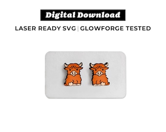 Highland Cow-oorbellenbestand - SVG-bestand - Glowforge Ready - INSTANT DOWNLOAD - Glowforge Earring-bestand