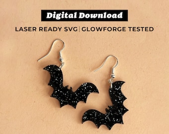Bat Dangle Acrylic Earrings File - Drop Earrings - SVG File - Glowforge Ready - INSTANT DOWNLOAD - Glowforge Earring File