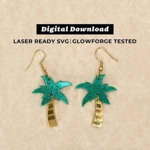 Palm Tree Dangle Acrylic Earrings File - Drop Earrings - SVG File - Glowforge Ready - INSTANT DOWNLOAD - Glowforge Earring File