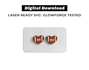 Football Heart Stud Earrings File - SVG File - Glowforge Ready - INSTANT DOWNLOAD - Glowforge Earring File