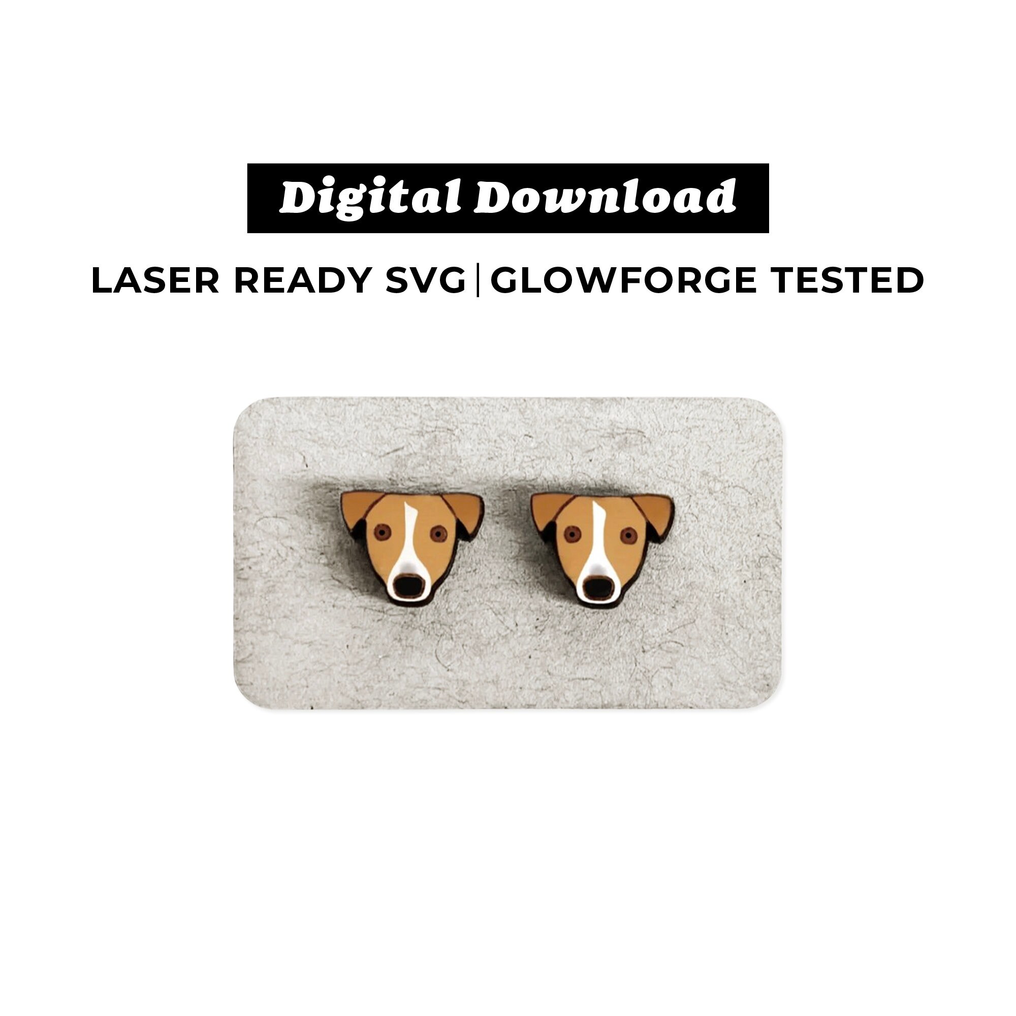Jack Russell Earrings File - SVG File - Glowforge Ready - INSTANT DOWNLOAD - Glowforge Earring File