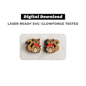Fichier de boucles d'oreilles écureuil hiver - fichier SVG - boucles d'oreilles hiver - Glowforge ready - téléchargement immédiat - fichier de boucles d'oreilles Glowforge