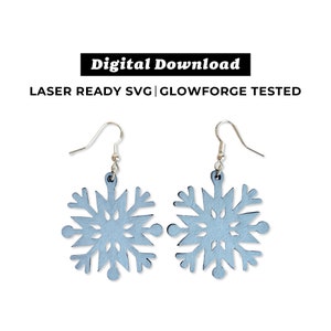 Snowflake Dangle Earrings File - Holiday Drop Earrings - SVG File - Glowforge Ready - INSTANT DOWNLOAD