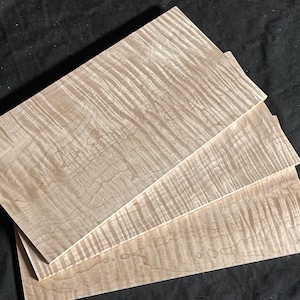Bookmatched Curly Maple Wood Blanks, Tiger Quilted Figure, Laser Ready (1/4"x6"x12")
