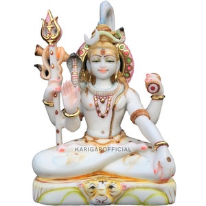 Shiva Statue Murti 12 inches Mahadev Idol Shankar Sculpture Bholenath Shiv Statue Marble Yoga Meditation Shiva Idol Temple Housewarming Gift