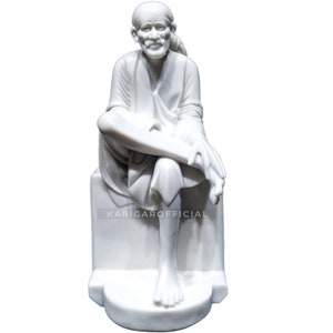 Sai Baba Statue Large 24 inches White Marble Shirdi Sai Baba Murti Hindu Saint Idol Sri DattaGuru Home Temple Spiritual Housewarming Gifts