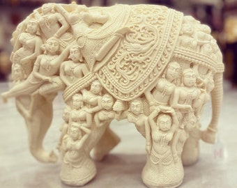 手彫りの白い大理石の象の像（ペア）：室内装飾のアクセント - Etsy 日本