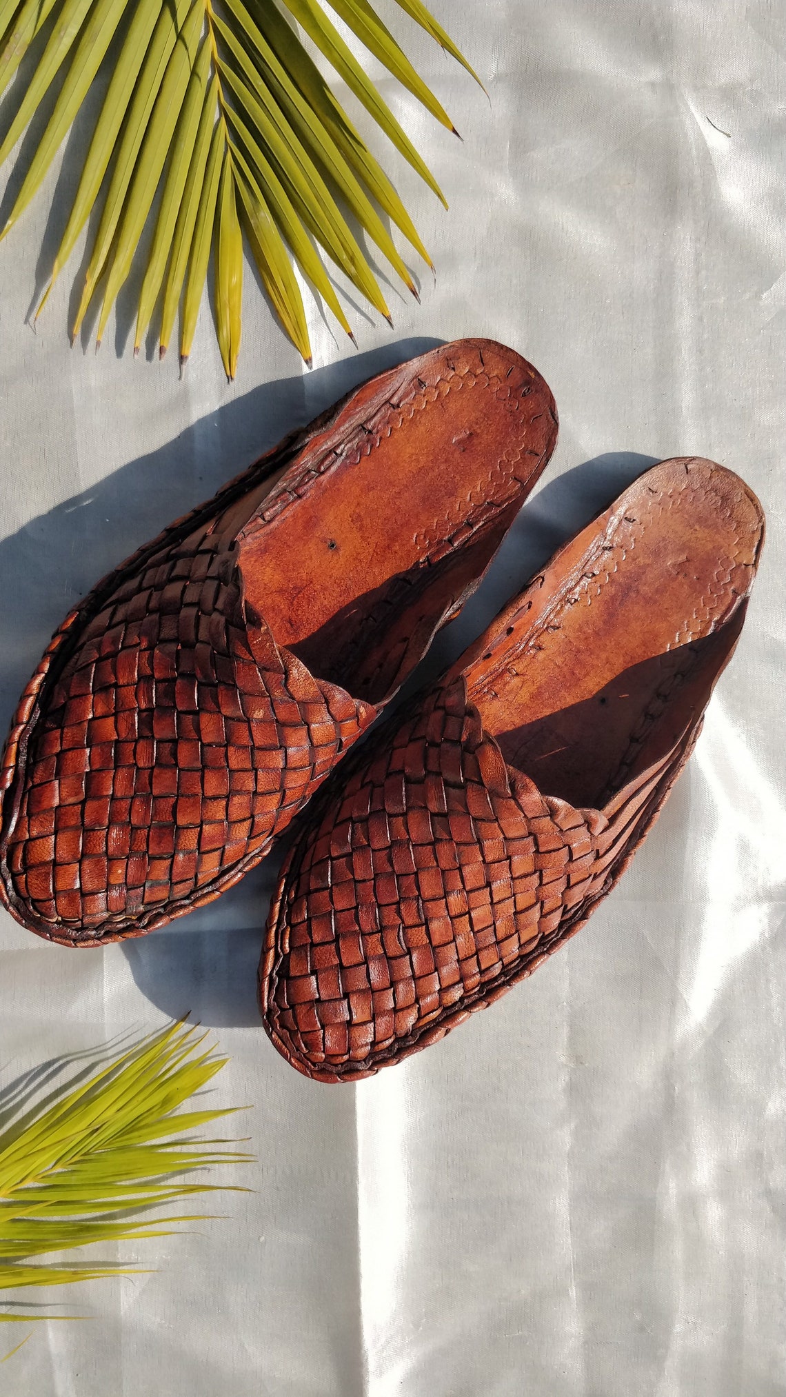 Leather woven mules Criss cross Leather Shoes for men Mens Etsy