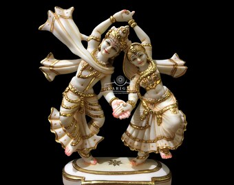 Radha Krishna Statue 9 inches Marble Radha Krishna Idol Divine Couple Statue Handpainted Radha Krishna Murti Home Décor Gifts Sculpture Art