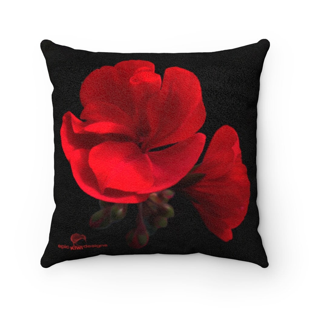 Red Geranium Throw Pillow Etsy