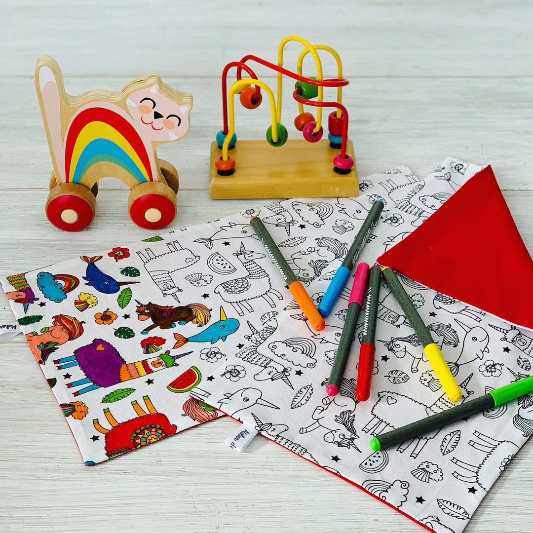 Washable and Reusable Fabric Coloring Sheet With a Fantastic Animal ...