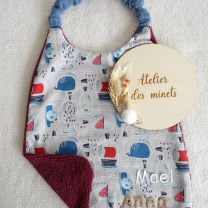 Serviette de cantine personnalisable/serviette élastique enfant/Bavoir maternelle éponge bambou/rentrée scolaire/cadeau petit prix image 3