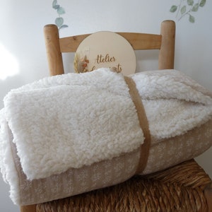 customizable baby blanket in double cotton gauze/sherpa minky comforter/fleece/baby blankets/birth gift/maternity suitcase image 7