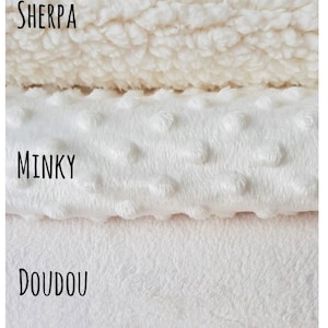 Couverture bébé/couverture bb personnalisée /Hiver ou Mi Saison/Double gaze Molleton Doudou Sherpa Minky/Cadeau naissance/ valise Maternité image 8