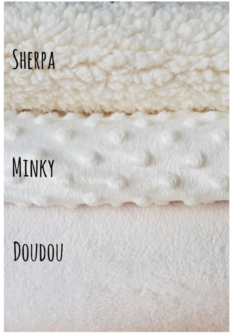 Couverture bébé/couverture bb personnalisée /Hiver ou Mi Saison/Double gaze Molleton Doudou Sherpa Minky/Cadeau naissance/ valise Maternité image 8