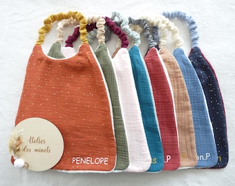 Serviette personnalisable idéale pour la cantine en maternelle, pour favoriser l'apprentissage de l'autonomie. Personnalisation thermocollée