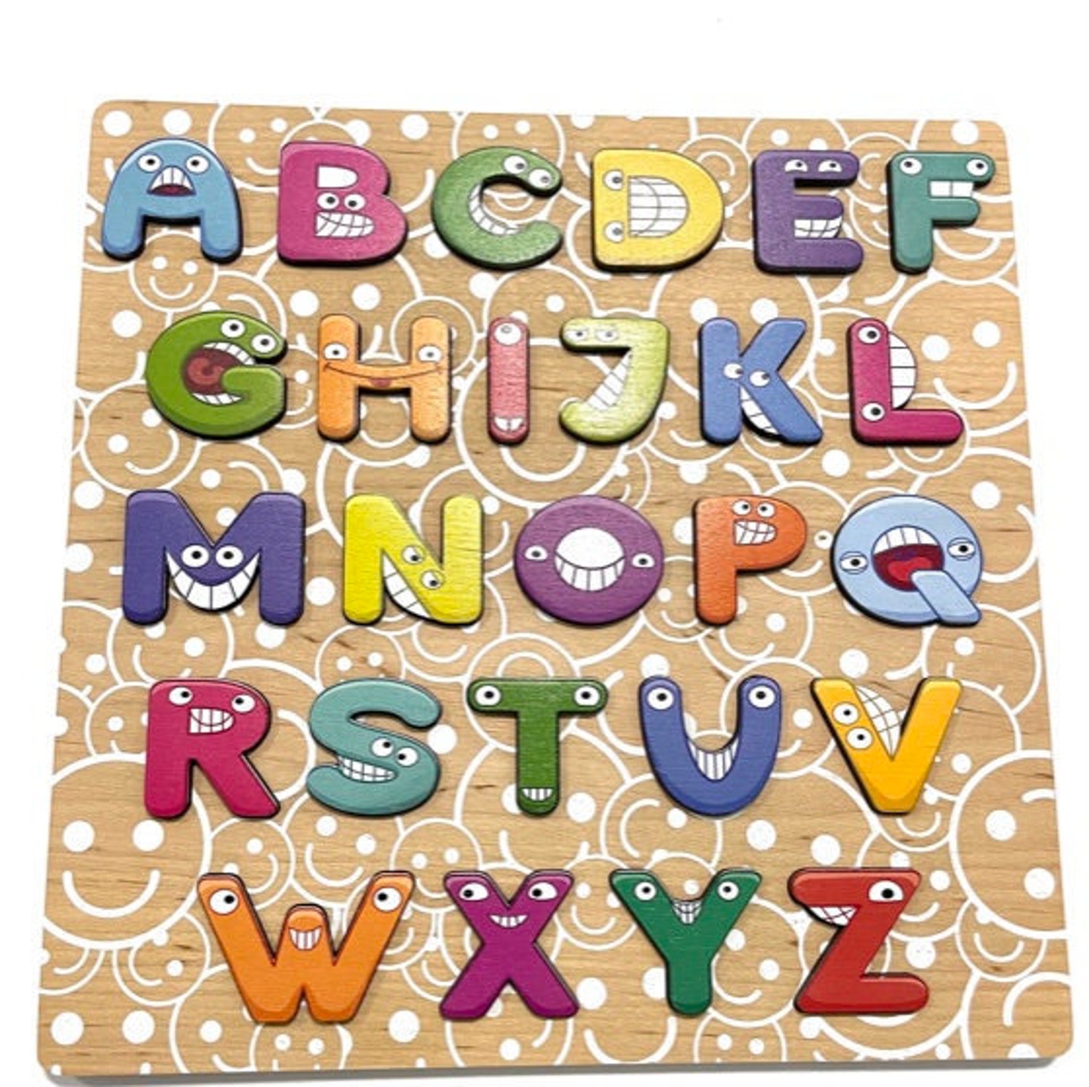 Rompecabezas del alfabeto de madera 26 Inglés 1 Letras Etsy España