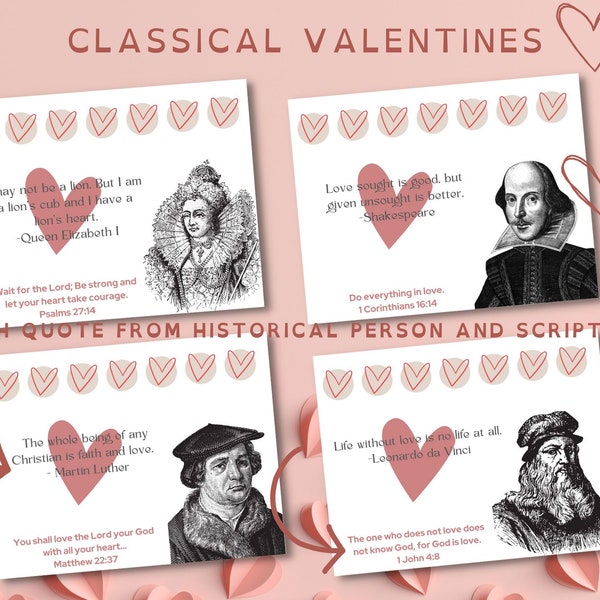 Valentines Day Kids cards | Middle Ages | Scripture | Classical Conversations | CC Cycle 2 | Printable PDF | Set of 8
