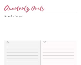 Quarterly goals tracker, business tracker, quarterly goals planner, goals planner, goals tracker, business goals planner