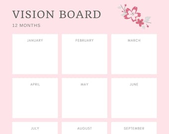 Vision Board, Goal Planner, Monthly Planner, Printable Planner