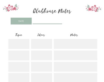 Clubhouse planner, Clubhouse organizer, social media planner, social media printable, online business, home business, marketing, mompreneurs