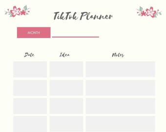 Tik Tok planner, TikTok organizer, social media planner, social media printable, online business, home business, marketing, mompreneurs