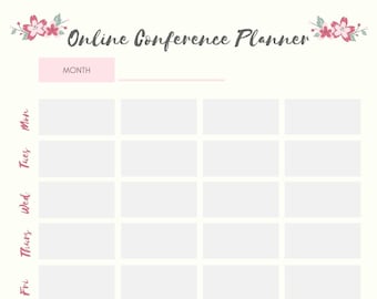 Virtual meeting planner, Online meeting planner, online conference planner, online business notes, business planner, entrepreneur planner