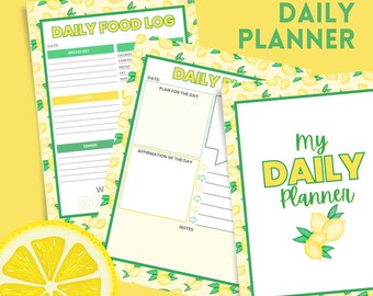 Daily Planner, Undated, Lemon Yellow, Colorful Planner, Daily Productivity Planner, Daily Schedule, Daily Journal, Daily Meal Planner