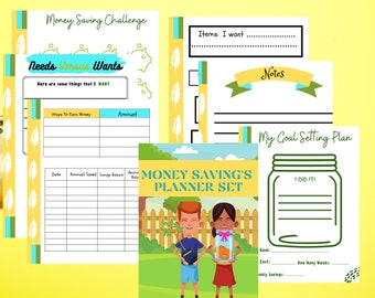 Money Saving Planner for Kids, Budget for Kids, Budget Planner for Kids, Budgeting for Kids, Savings Challenge, Savings Jar, Saving Goal