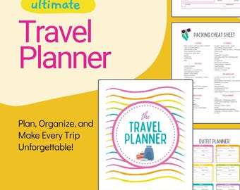 Travel Planner - Vacation Planner for Families, Solo Travelers, Printable Trip Planner, Includes Packing Checklist, Travel Budget Printable
