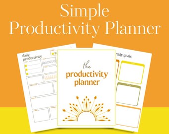 Productivity Planner, Simple Tasks List, Daily Planner, To Do List, Minimal Daily Planner, Journal, School, Work, Printable Diary