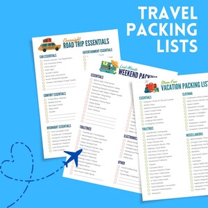 Packing Lists, Checklists for Travel, Packing Checklists for Vacations, Road Trip Essentials, Vacation Packing List, Travel Packing List