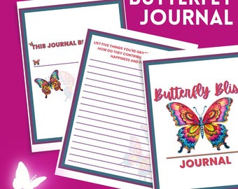 Butterfly Journal, Undated Journal, Butterfly Bliss Journal, Daily Journal Prompts, Self Care Journal, Retro Butterfly Journal, Cottagecore