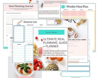Meal Planner Printables, Weekly Meal Planner, Monthly Meal Planner, Planners, Printables for Meal Planning, Recipe Cards, Health Planner