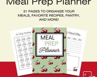 Meal Planner. Meal Prep Planner, Vintage Meal Planner, Retro Meal Planner, Meal Plan Printable, Daily Meal Plan, Grocery List Printable