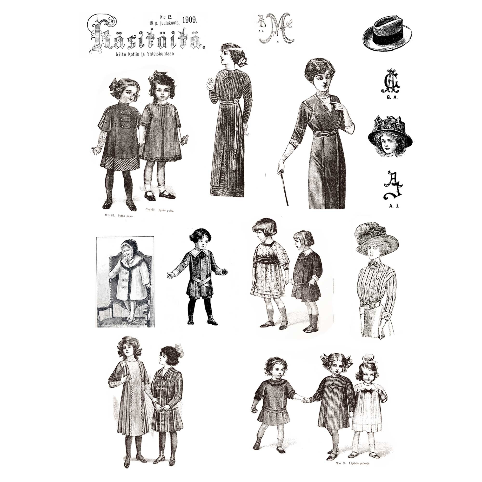 Vintage Fashion Images, Digital Printable, Instant Download, Junk Journal Ephemera, Vintage ...