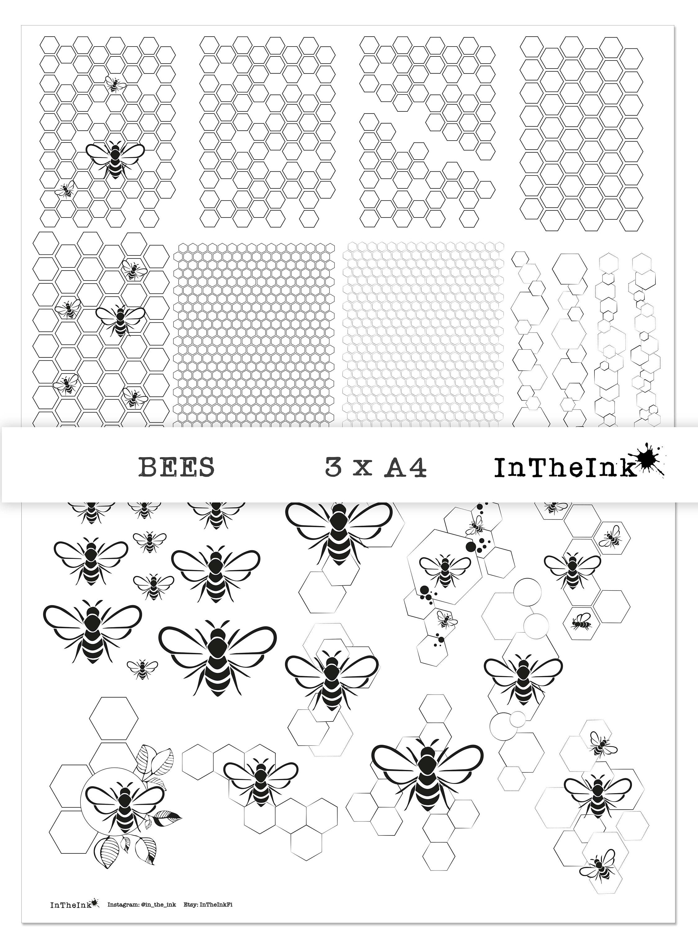 Black & White Bees. Printable Collage Sheet, Digital Collage Sheet ...