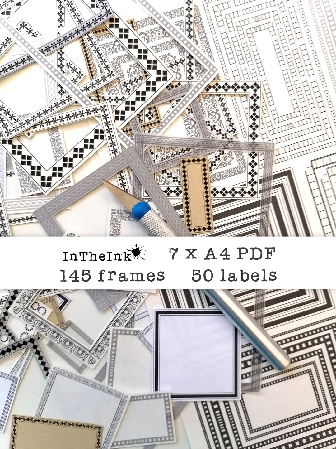 Frames and Labels. Printable Sheet, Digital Download - Etsy