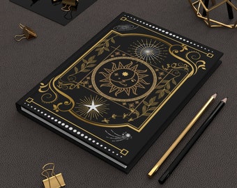 Celestial Hardcover Journal Matte, Celestial notebook, Lined Hardcover Journal , Lined pages, Zodiac Journal