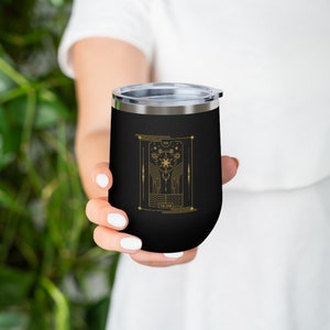 Star tarotkaart 12oz geïsoleerde wijn Tumbler, zwarte wijn Tumbler, Tarot wijn Tumbler