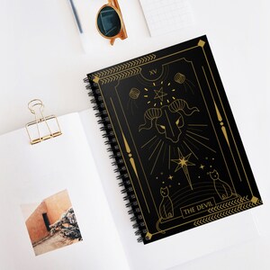 Der Teufel Tarot Karte Spiralblock - Lineal, Geschenk für Freunde/ Familie